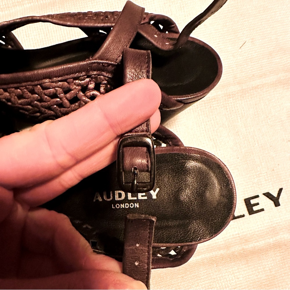 Audley Shoes London LALA Wedge Heels Copper Metallic Slingback Sandals US 6.5 - Picture 4 of 8